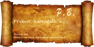 Probst Barnabás névjegykártya